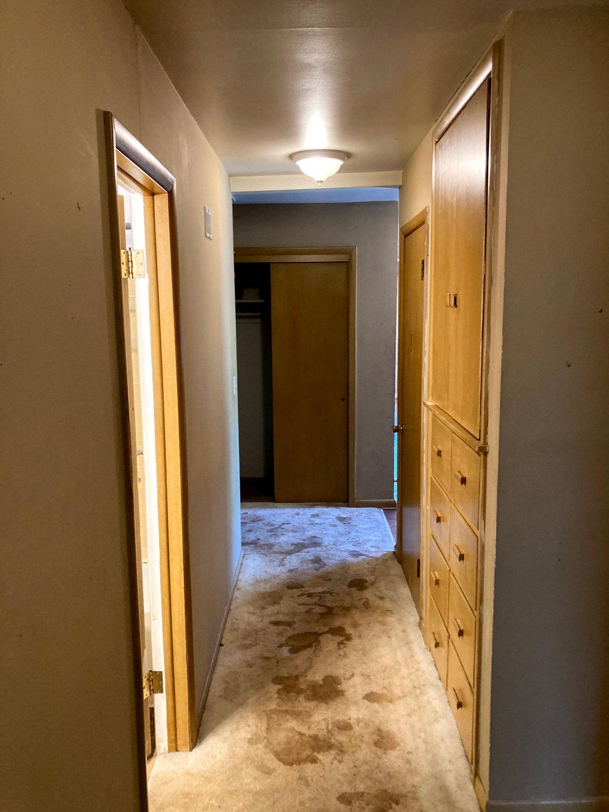 Hallway & Built-Ins Renovation before