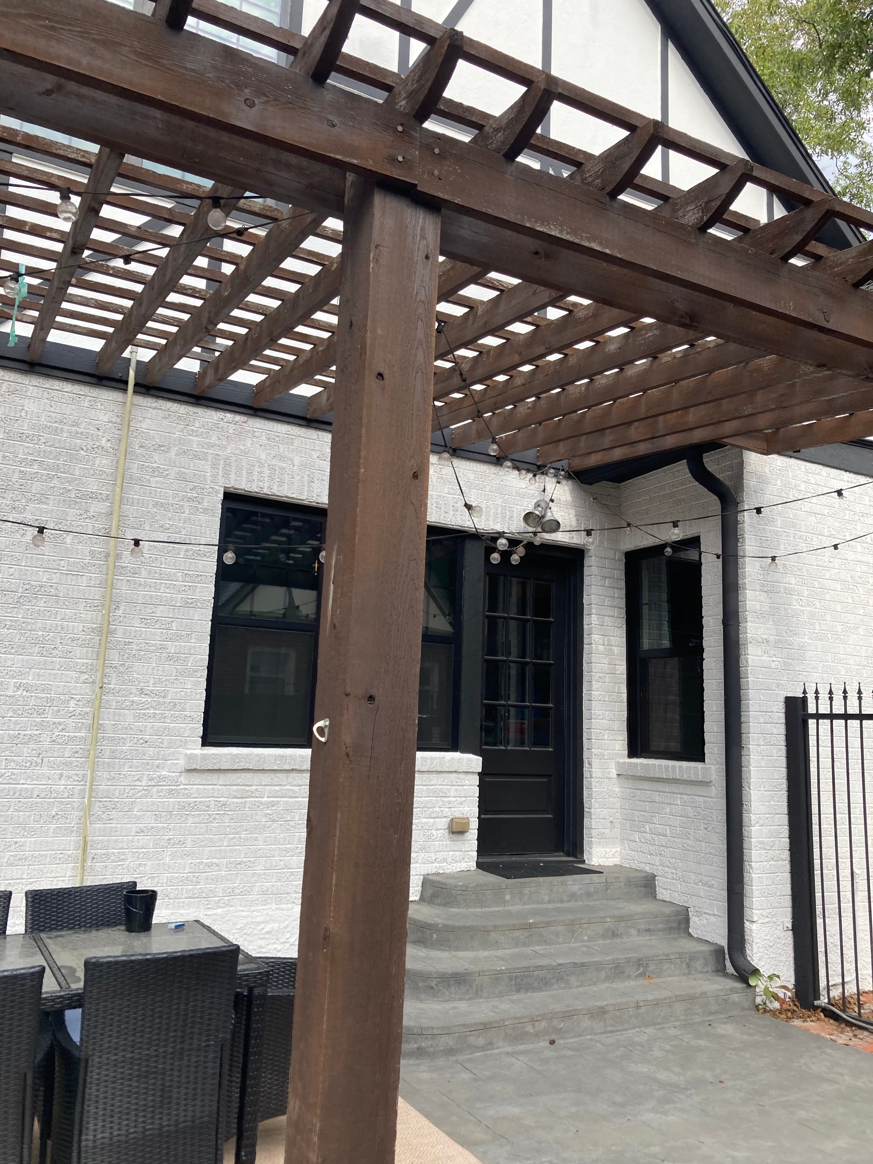 Outdoor Pergola String Light Rehanging & Arrangement before