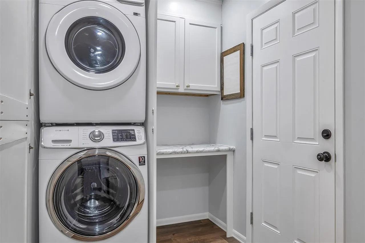Custom Laundry Cabinet + Washer & Dryer Relocation after
