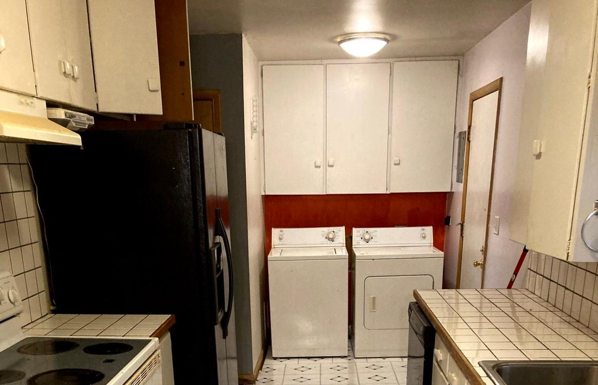 Custom Laundry Cabinet + Washer & Dryer Relocation before